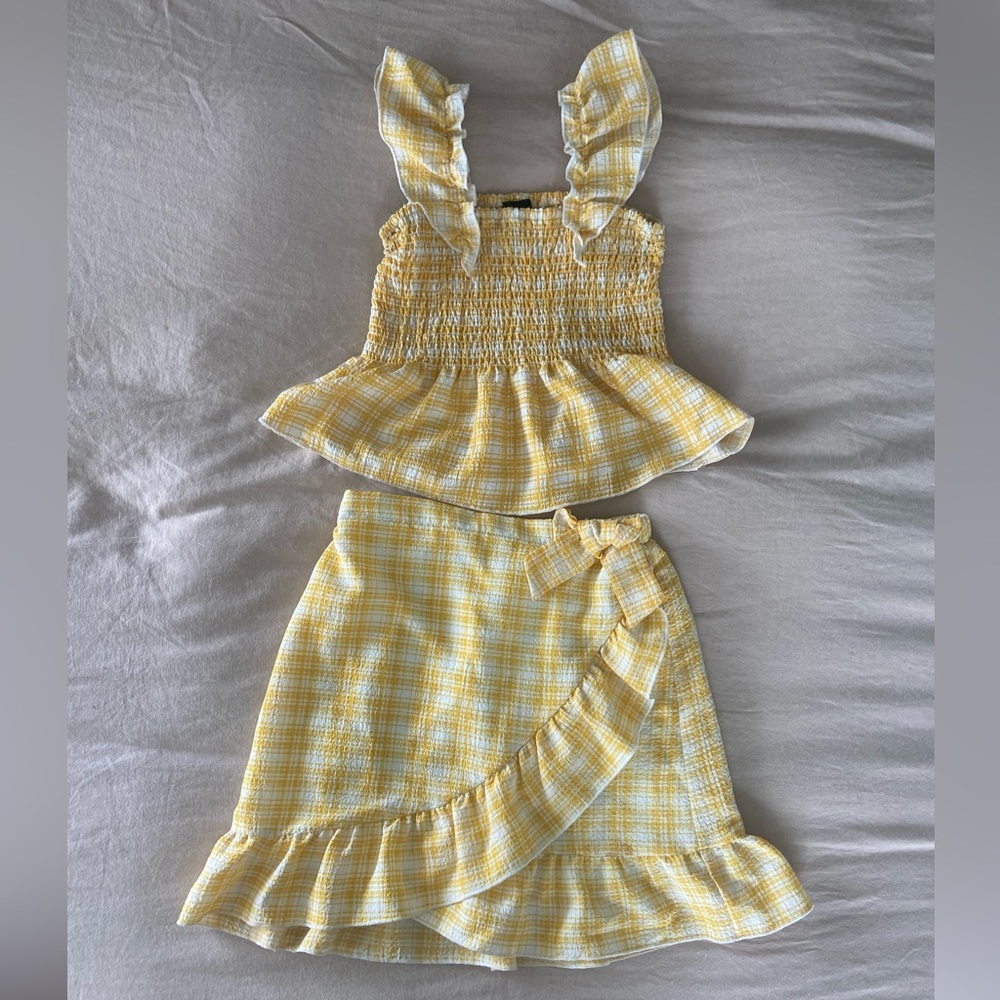 Plaid skirt and top set